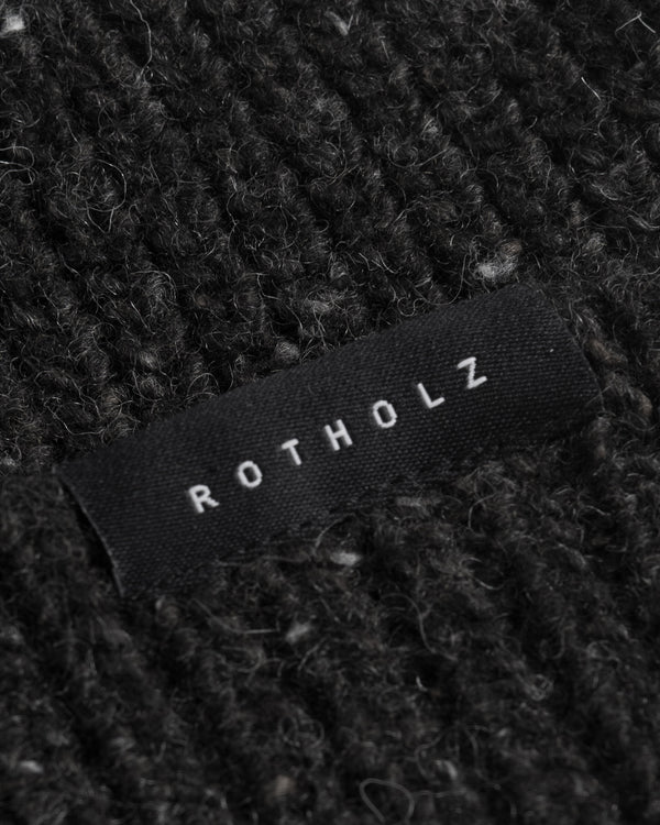 Classic Ribbed Knit Merino Wool Beanie Black
