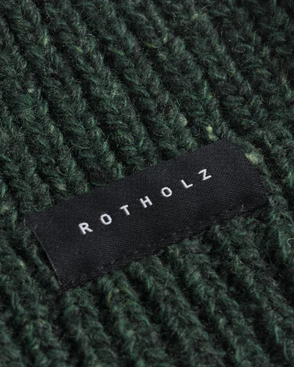 Classic Ribbed Knit Merino Wool Beanie Speckled Green