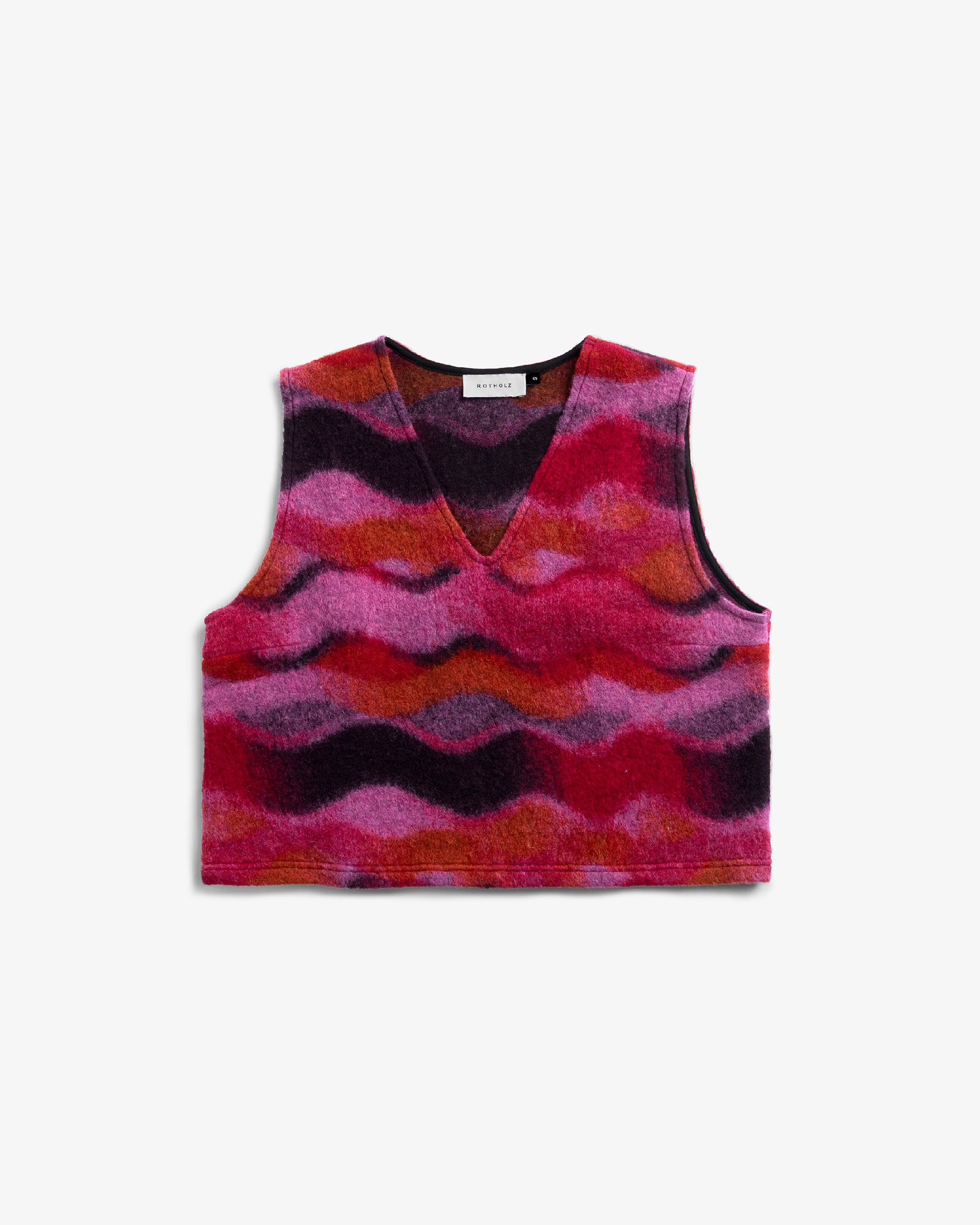 Vest Cropped Organic Wool Wavy Pink