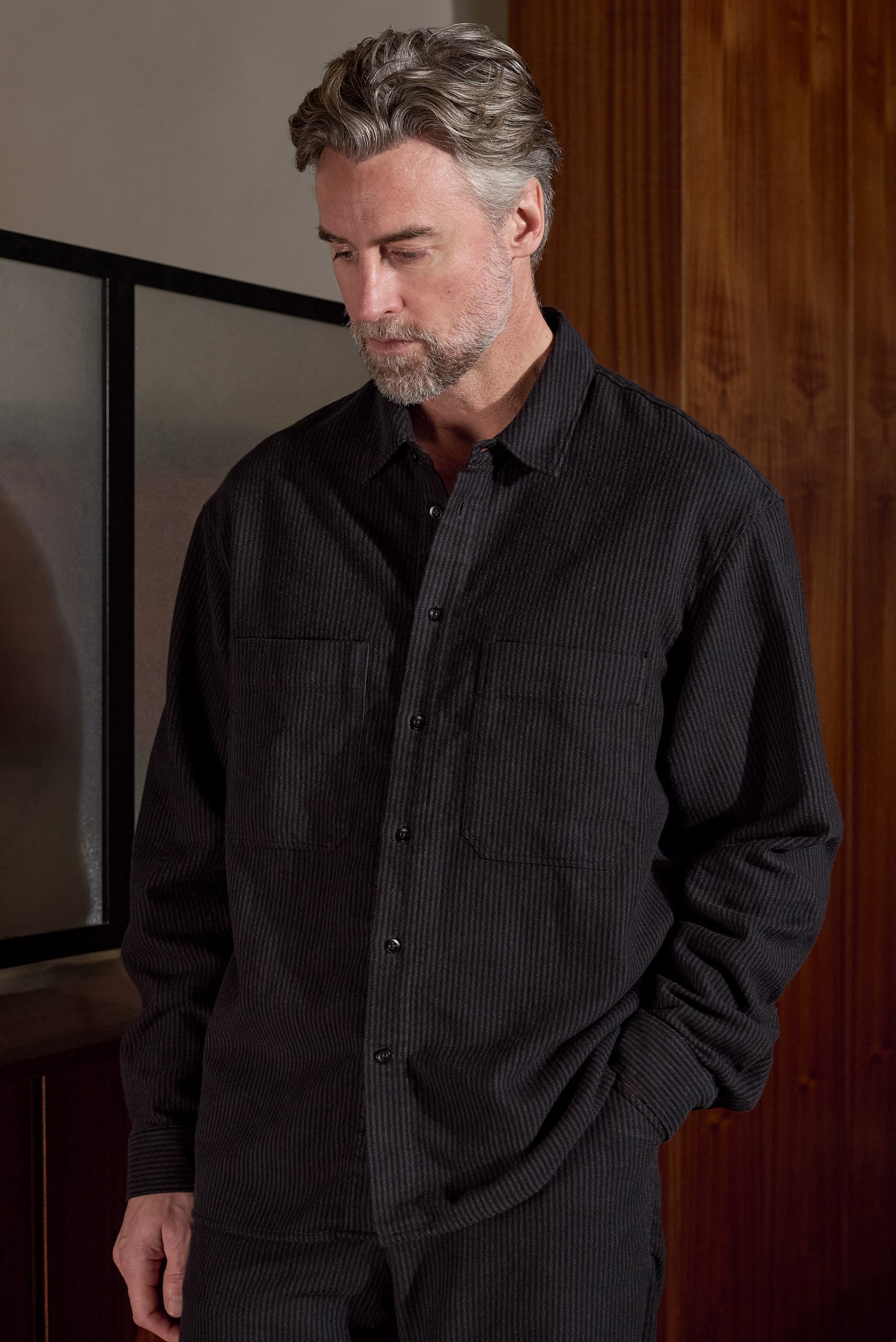 Dario Oversized Flanell Shirt Striped Charcoal