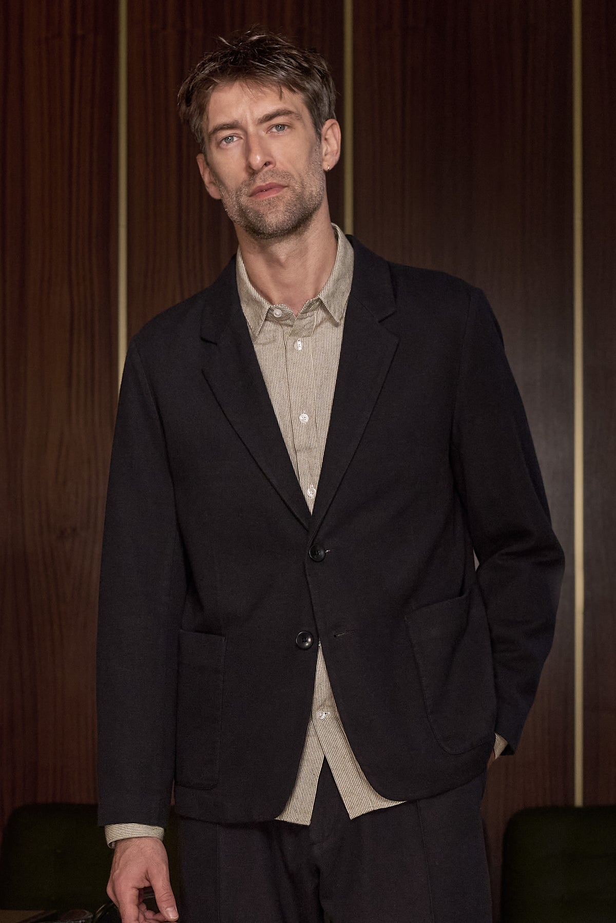 Enver Flannel Blazer Organic Cotton Black