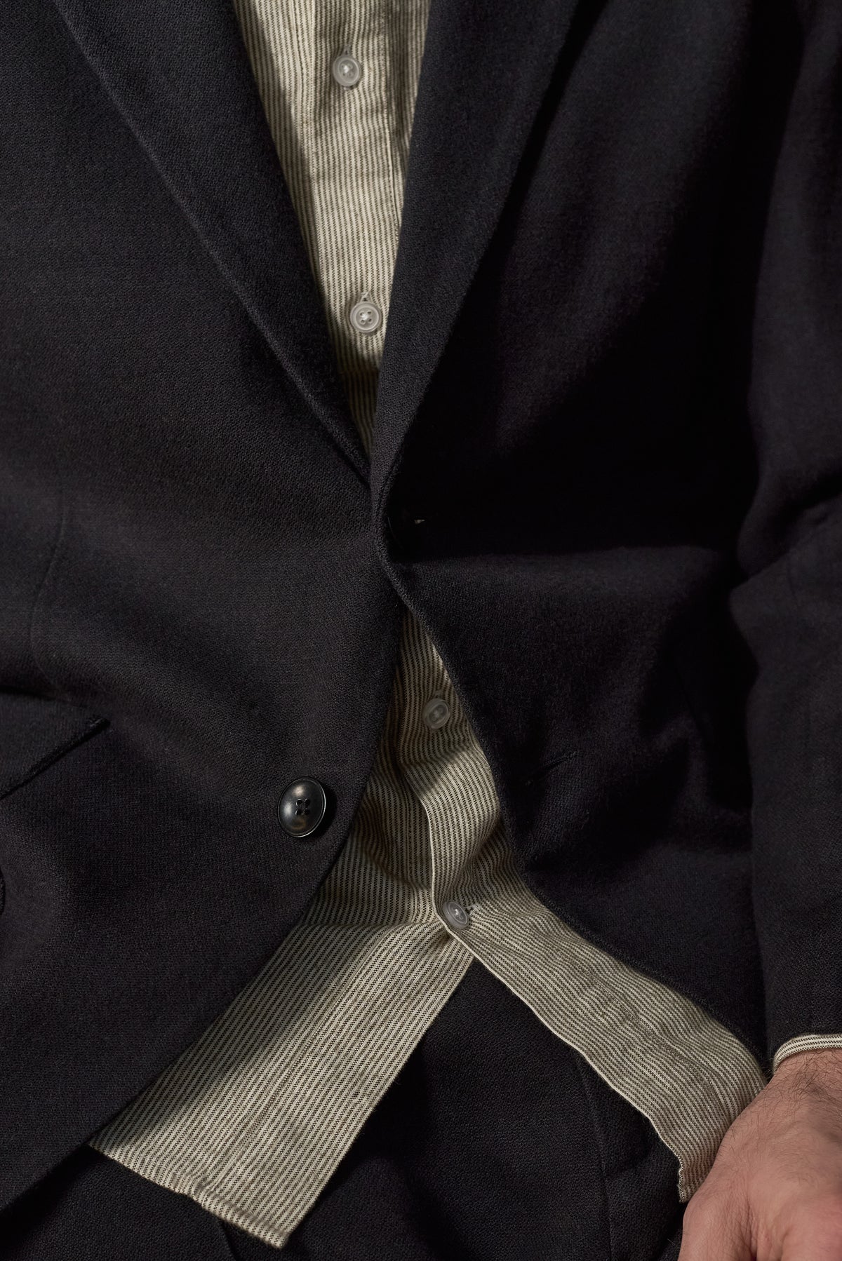 Enver Flannel Blazer Organic Cotton Black
