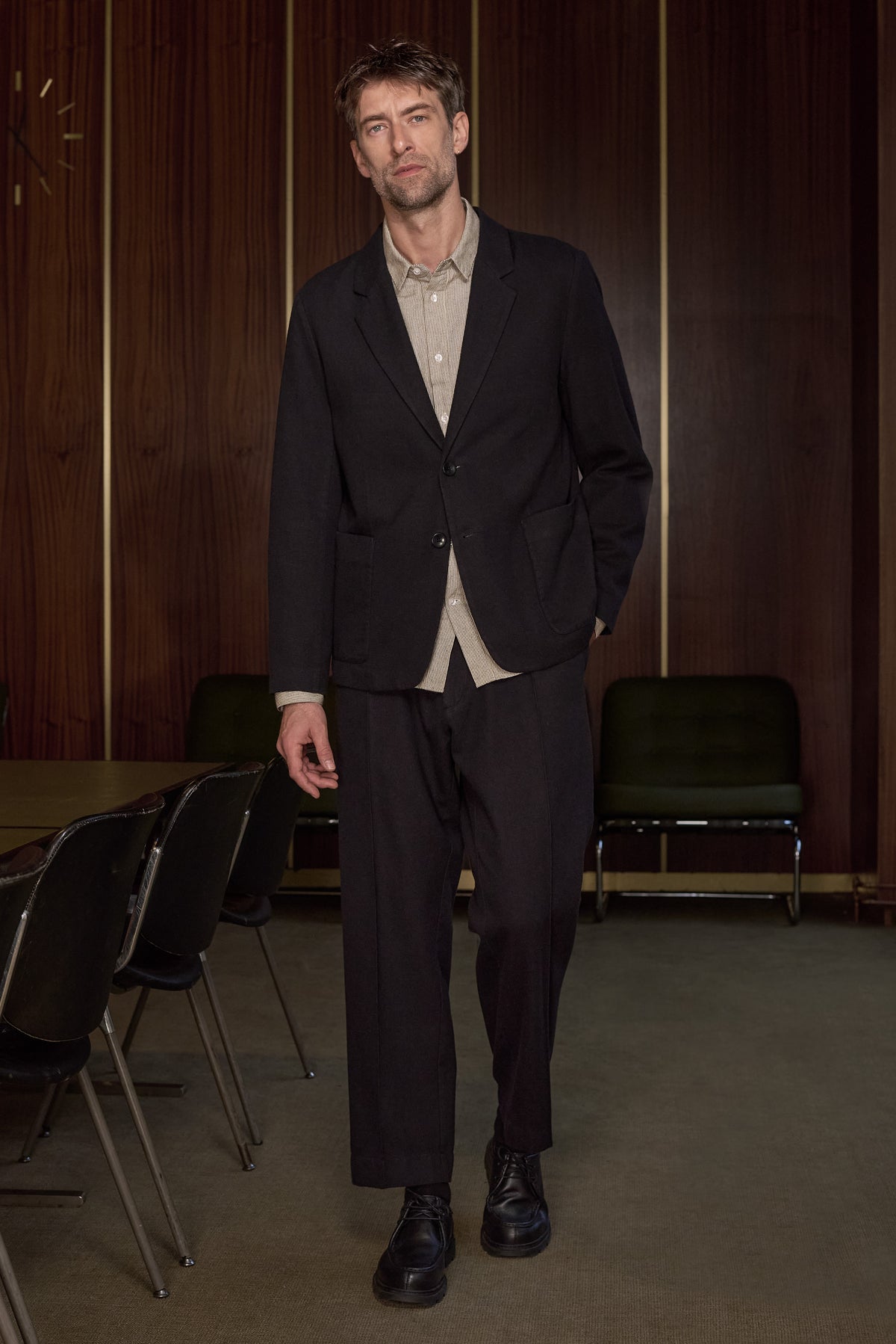Enver Flannel Blazer Organic Cotton Black