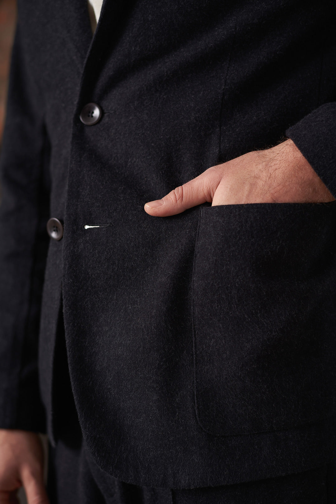 Enver Flannel Blazer Black Melange