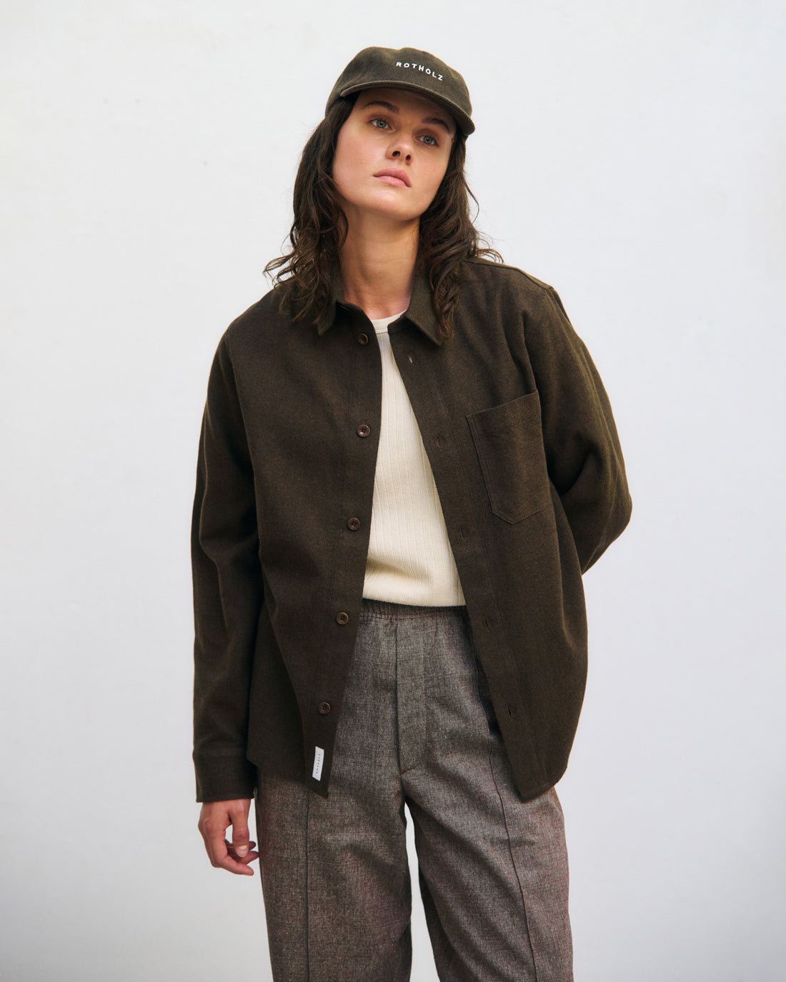 Flannel Casual Shirt Twill Brown