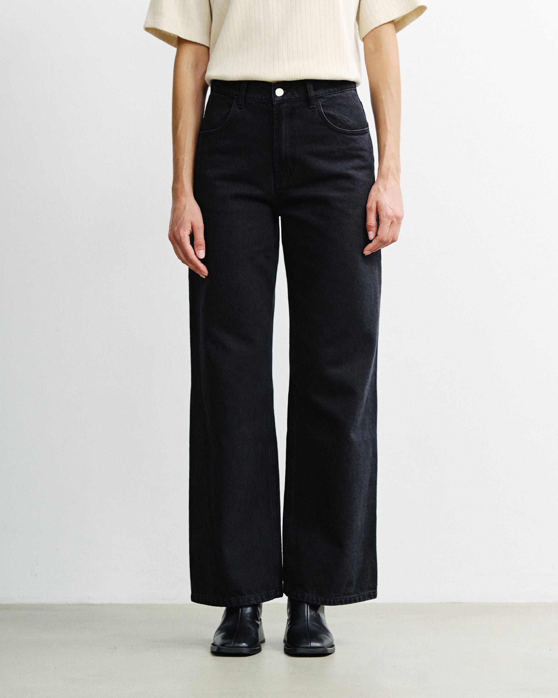 Flared Leg Jeans Organic Cotton Black