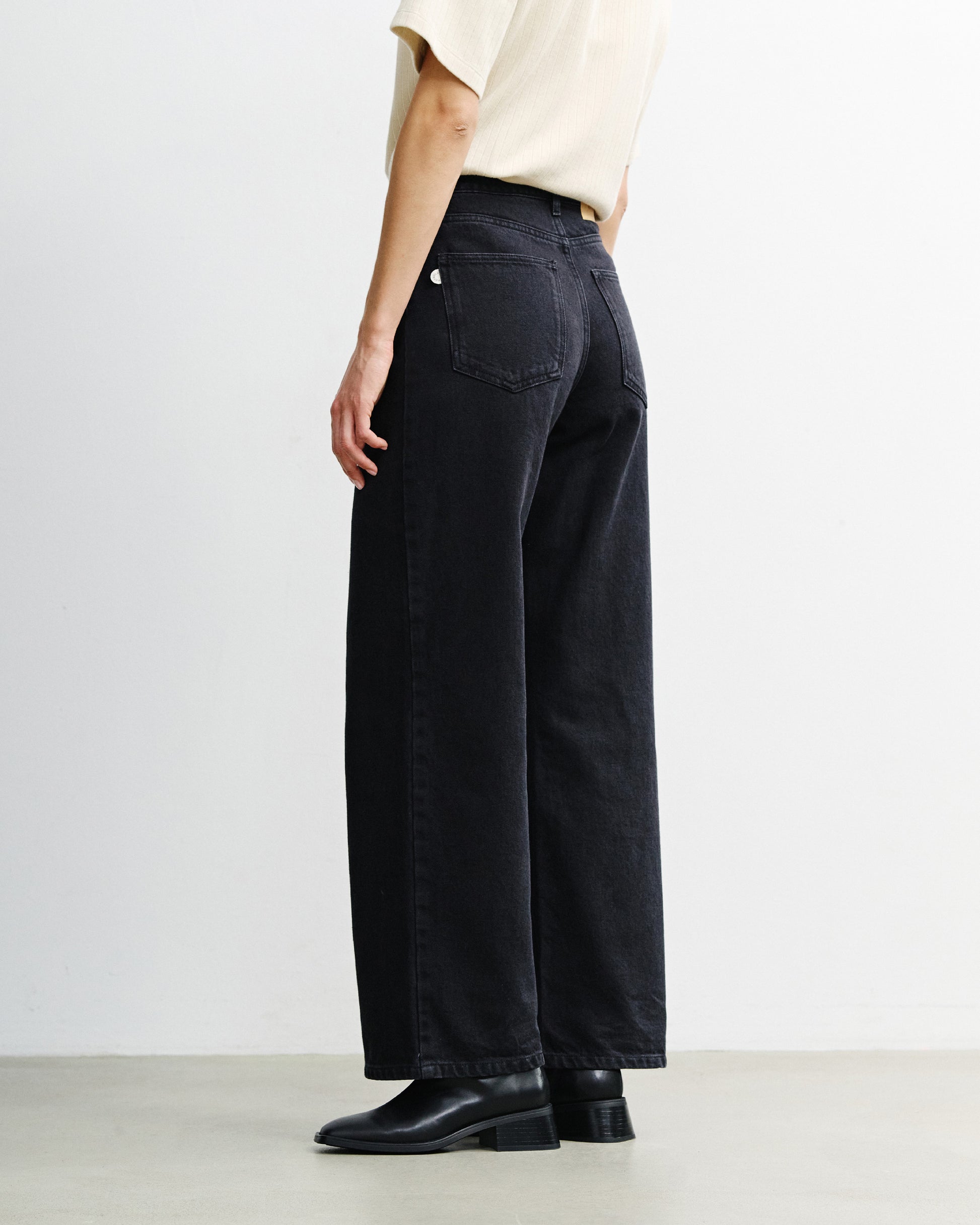 Flared Leg Jeans Organic Cotton Black
