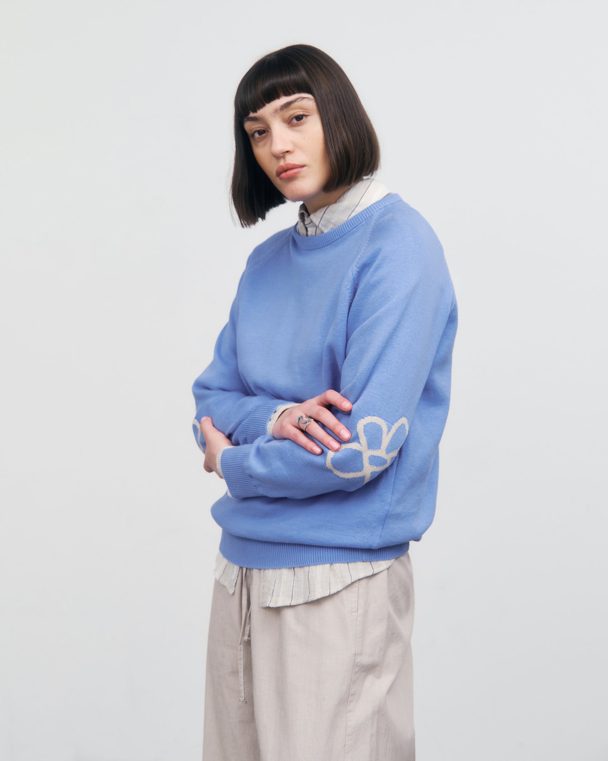 Flower Knit Organic Cotton Soft Blue