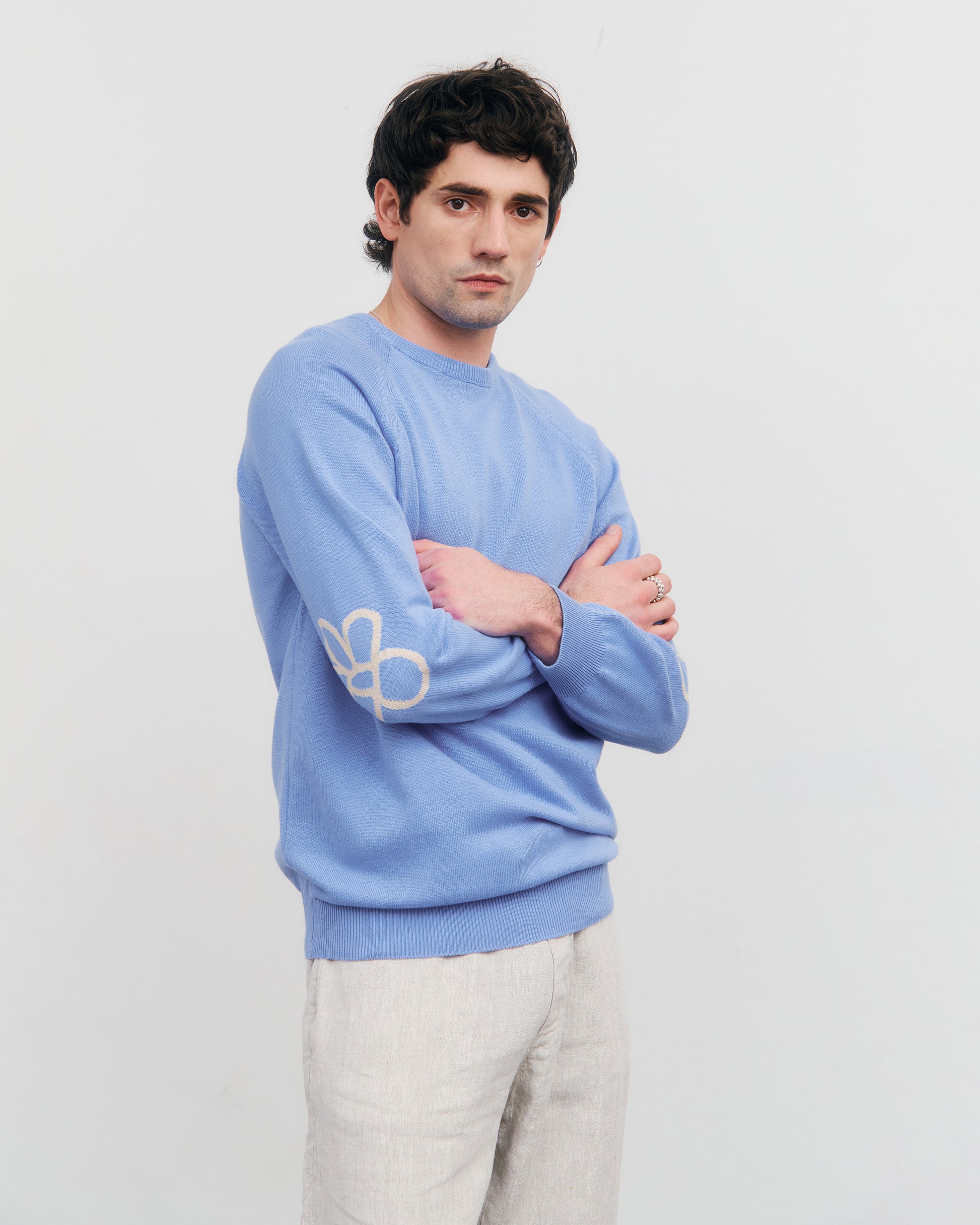 Flower Knit Organic Cotton Soft Blue