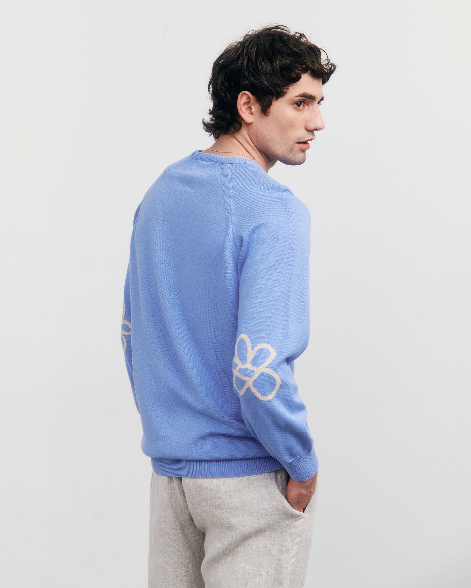 Flower Knit Organic Cotton Soft Blue