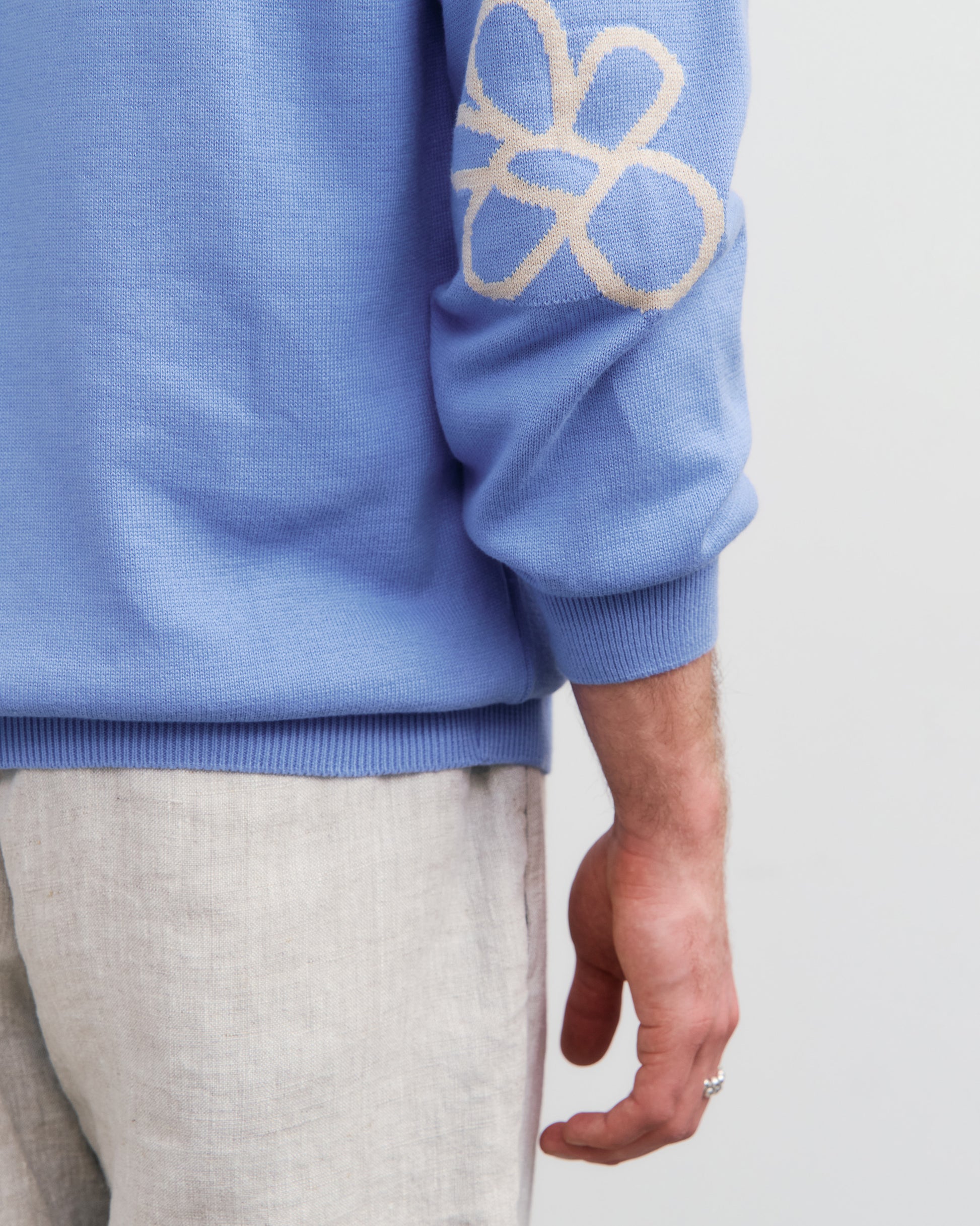 Flower Knit Organic Cotton Soft Blue