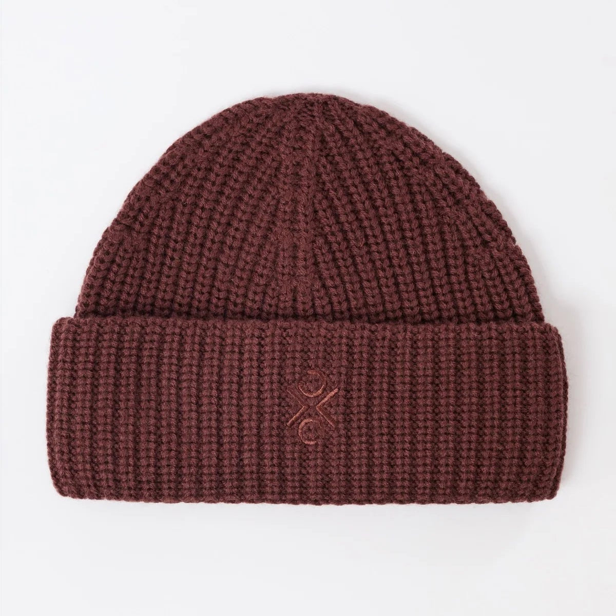 Chunky Knit Organic Wool Beanie Burgundy