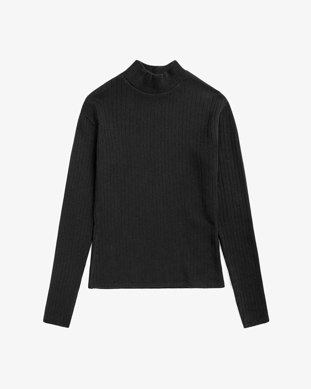 Heavy Ribbed Mock-Neck Longsleeve True Black