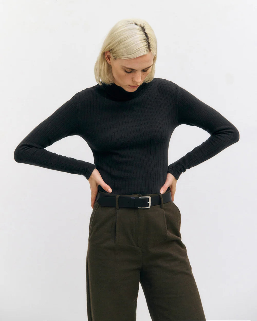 Heavy Ribbed Mock-Neck Longsleeve True Black