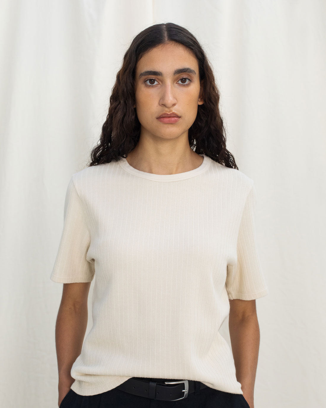 Heavy Ribbed T-shirt Soft Sand