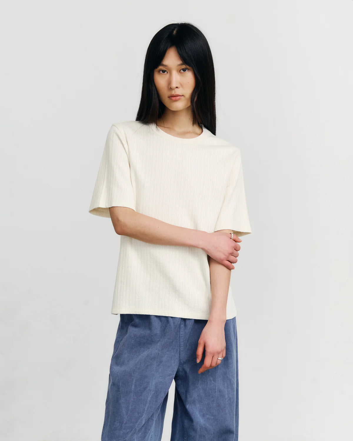 Ribbed T-Shirt Cream