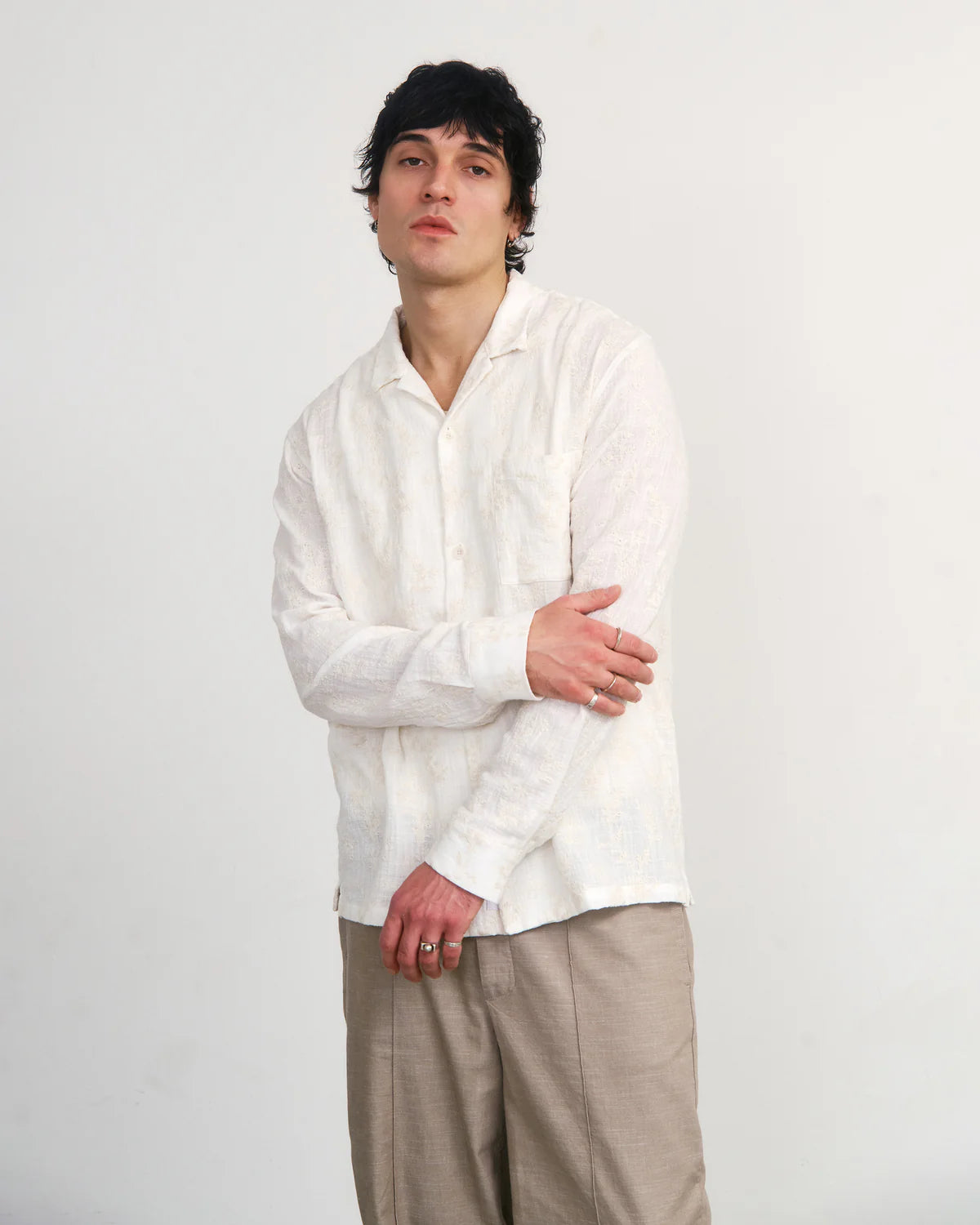Leisure Unisex Shirt Floral White