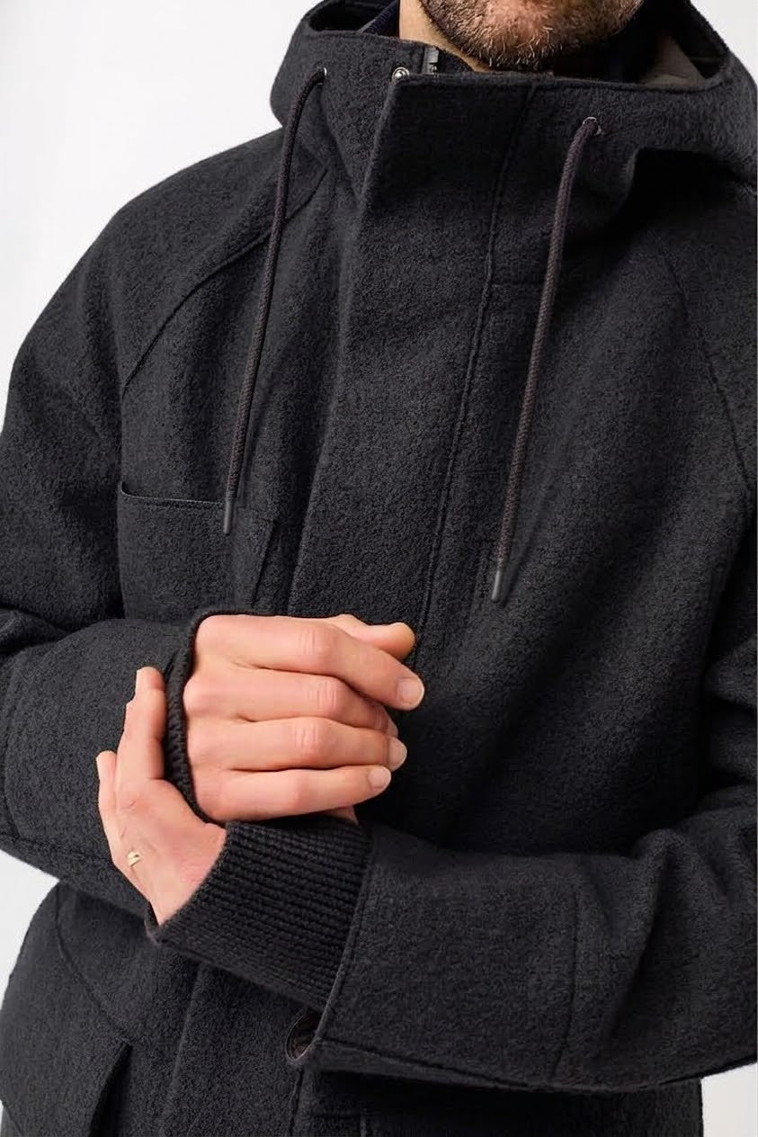 Parka Organic Wool Membrane Tecno Felt Black