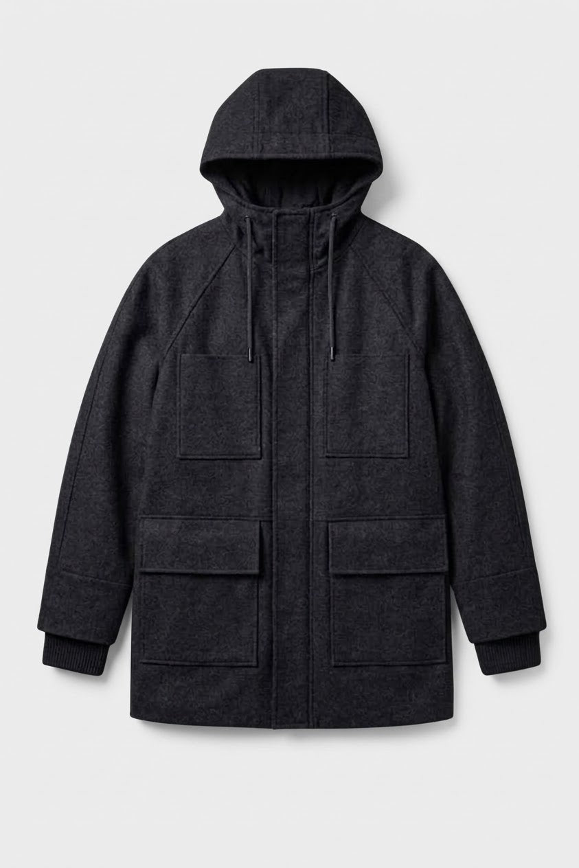 Parka Organic Wool Membrane Tecno Felt Black