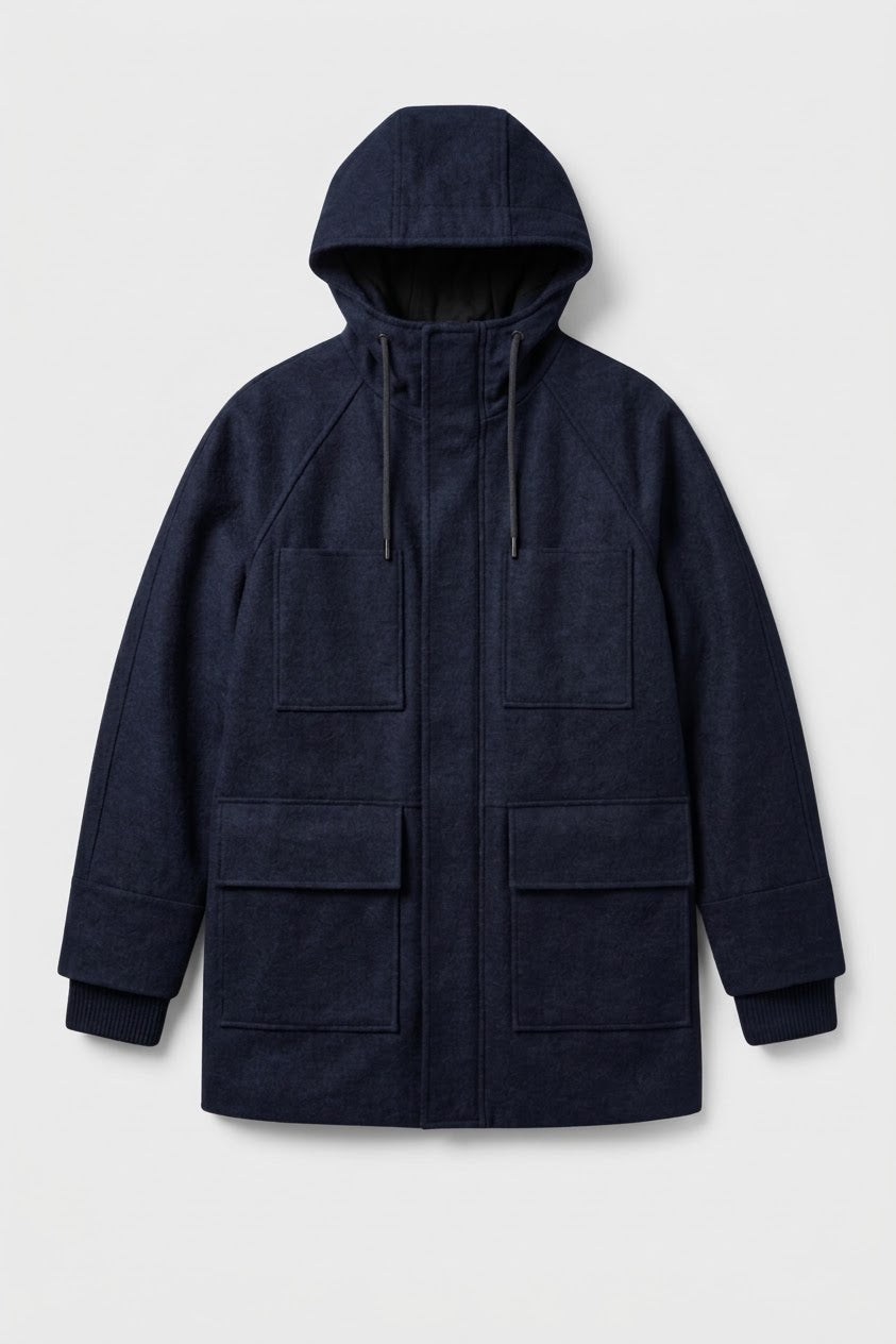 Parka Organic Wool Membrane Tecno Felt Navy
