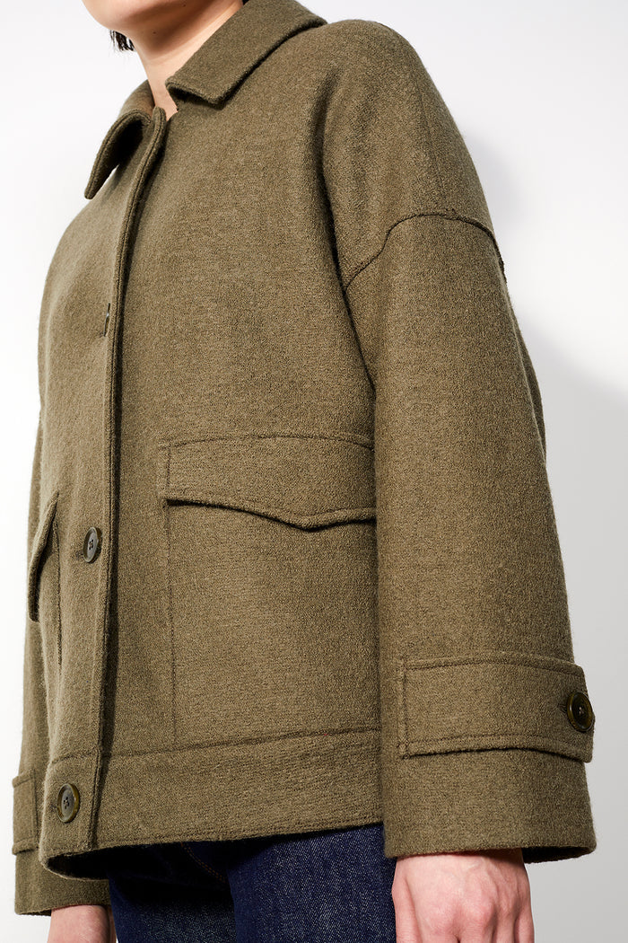 Organic Wool Jacket Chelan Olive - LANGERCHEN