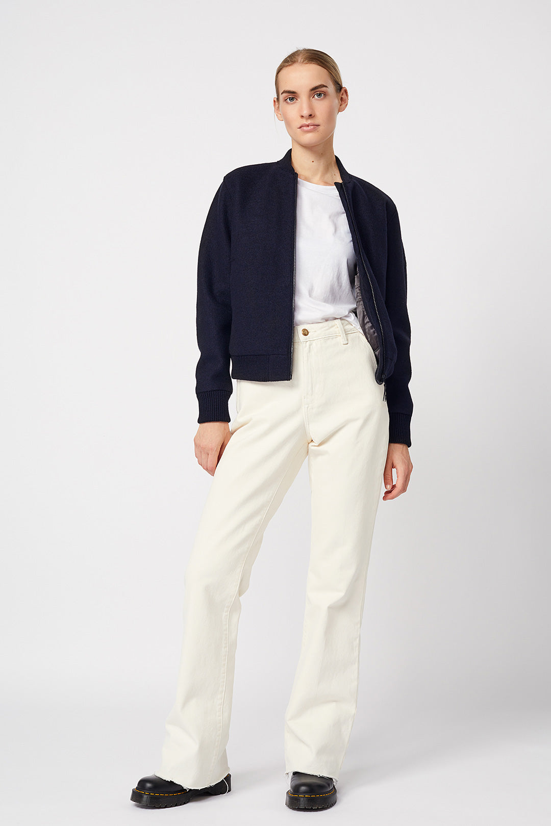 Brookway Bomber Organic Wool Navy - LANGERCHEN
