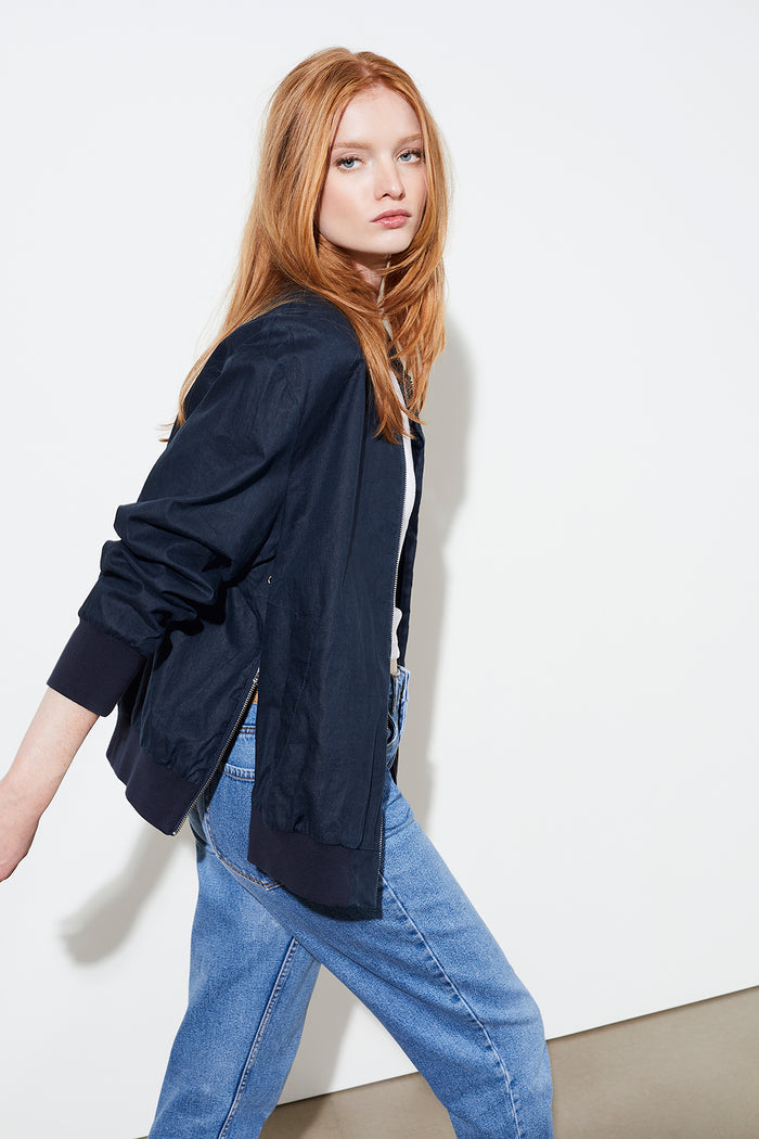 Winton Linen Jacket Navy - LANGERCHEN