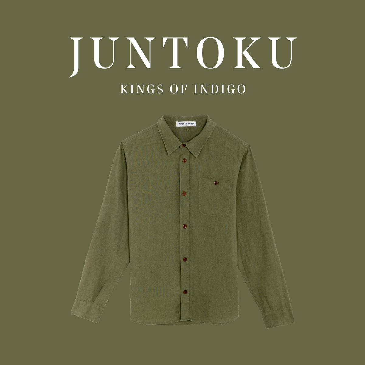 Juntoku Linen Shirt Four Leaf Clover - KINGS OF INDIGO