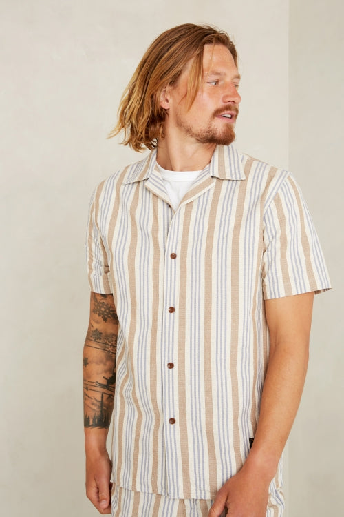 Balder Hemp Ecru Stripe Shirt - KINGS OF INDIGO
