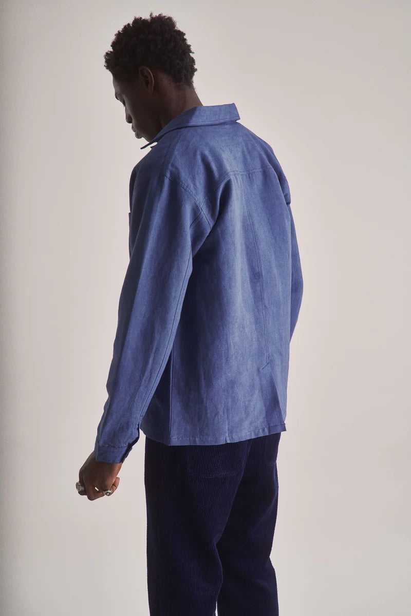 Railway Handwoven Hemp Blend Jacket Blue