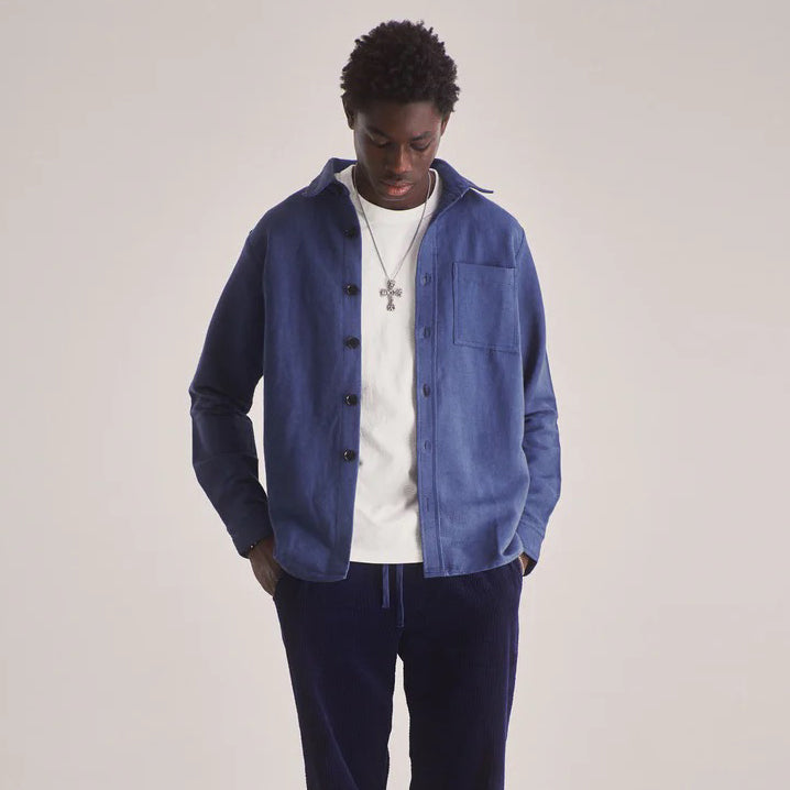 Railway Handwoven Hemp Blend Jacket Blue