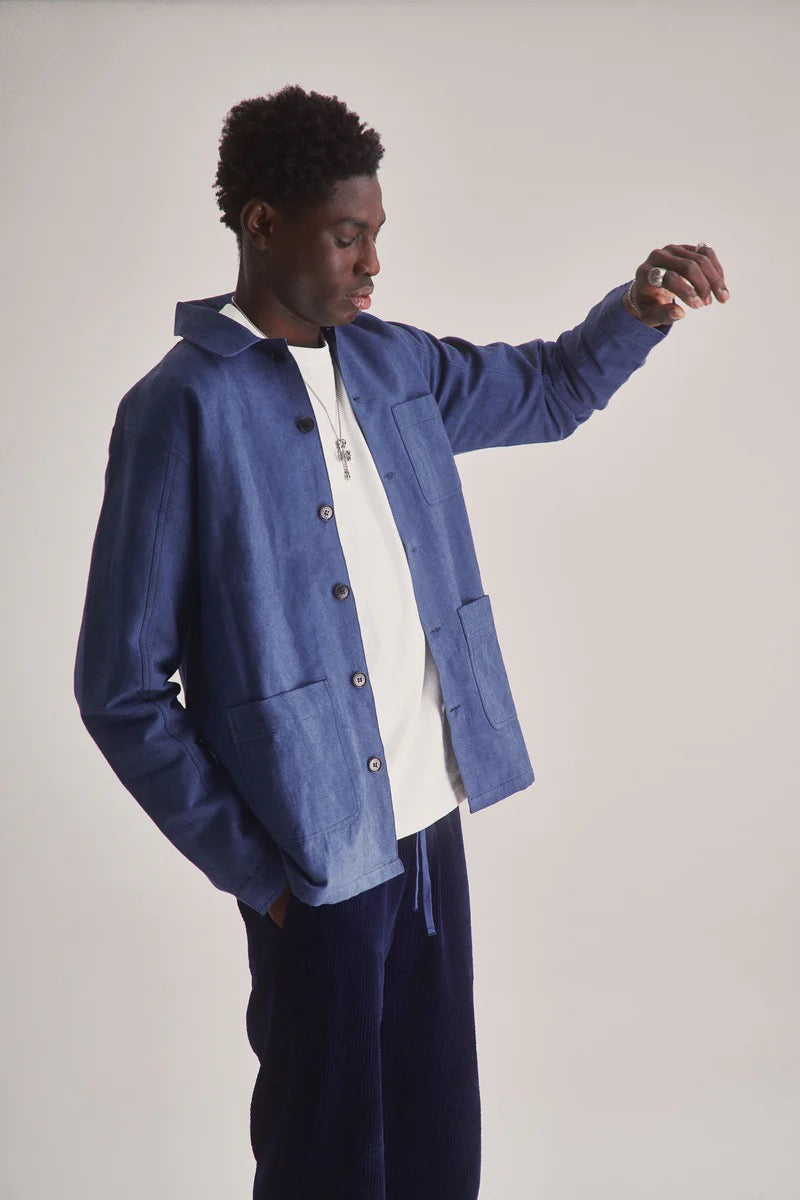 Railway Handwoven Hemp Blend Jacket Blue