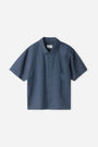 Klaas Linen Blend Short-Sleeve Shirt Cold Navy