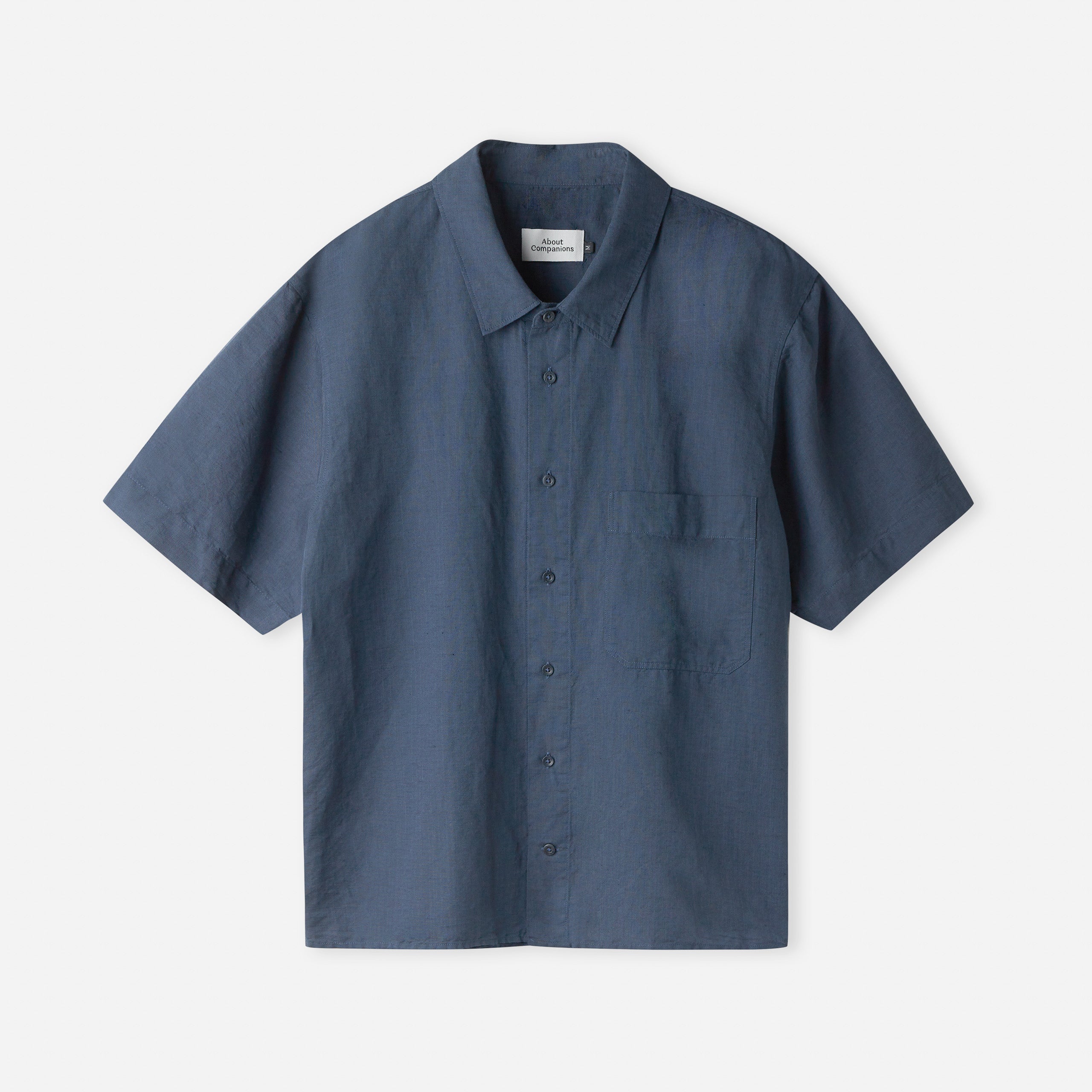 Klaas Linen Blend Short-Sleeve Shirt Cold Navy