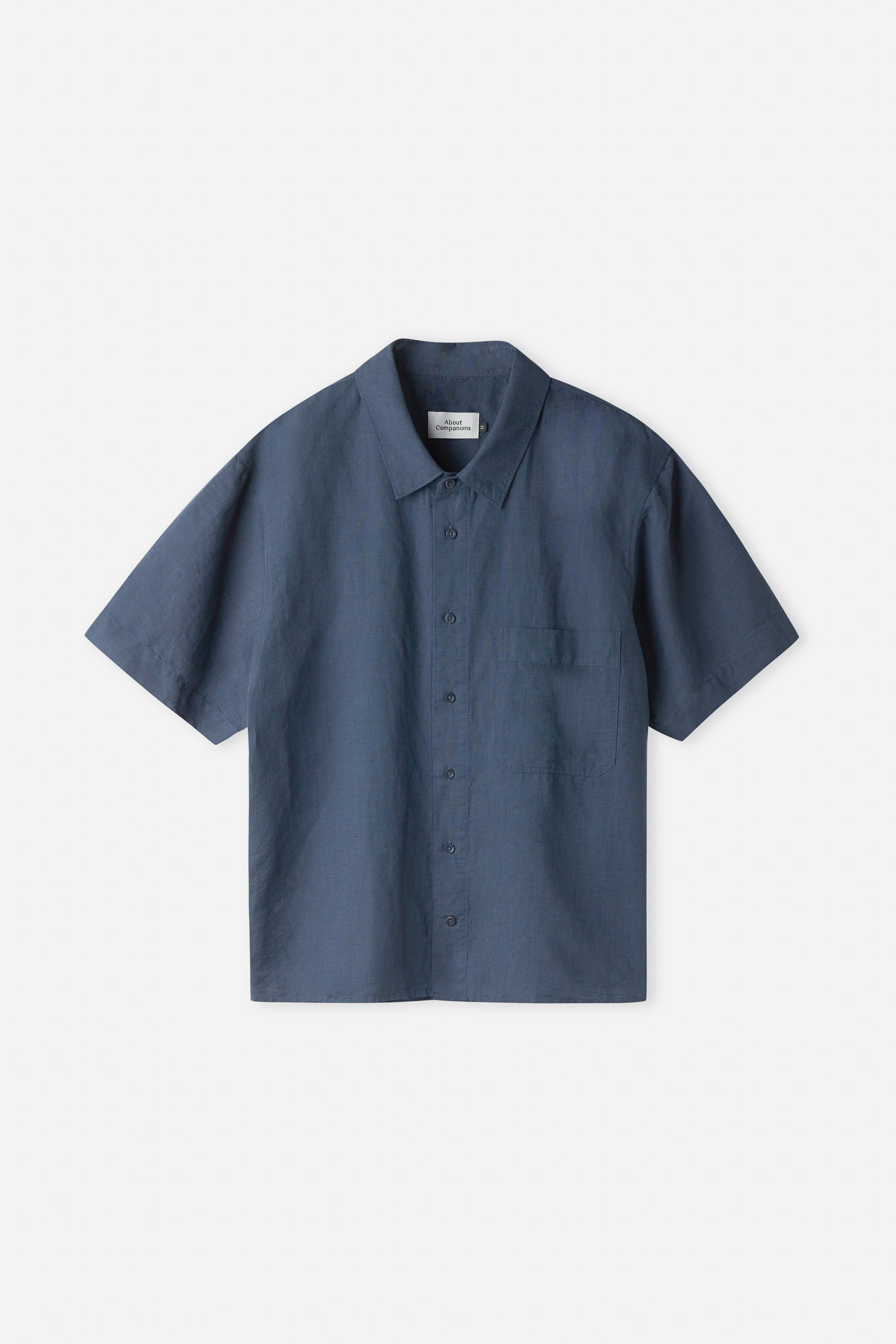 Klaas Linen Blend Short-Sleeve Shirt Cold Navy