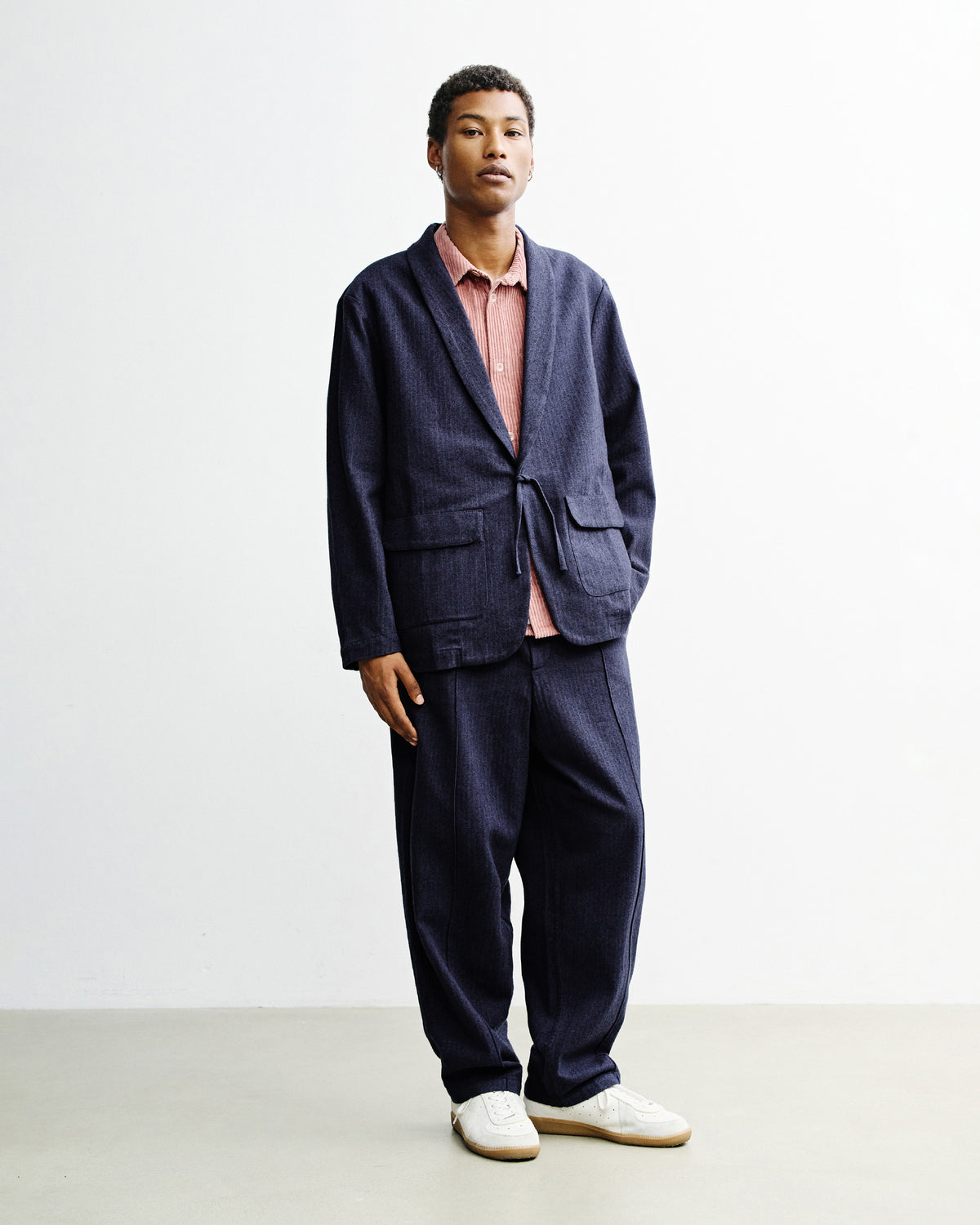 Kimono Blazer Unisex Herringbone Blue
