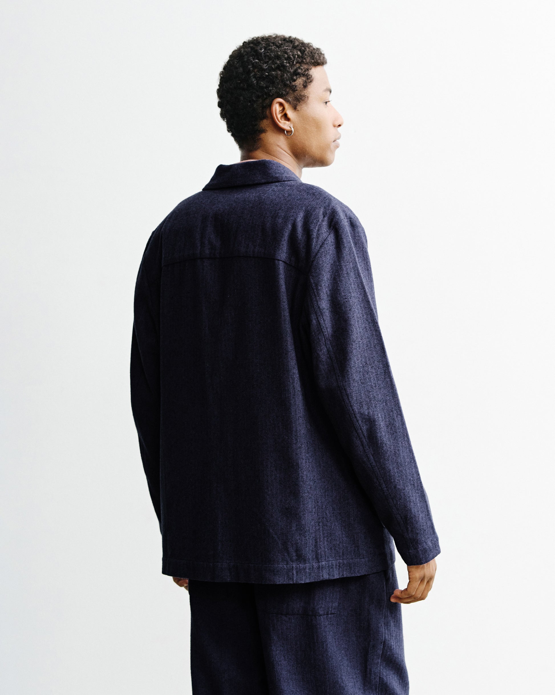Kimono Blazer Unisex Herringbone Blue