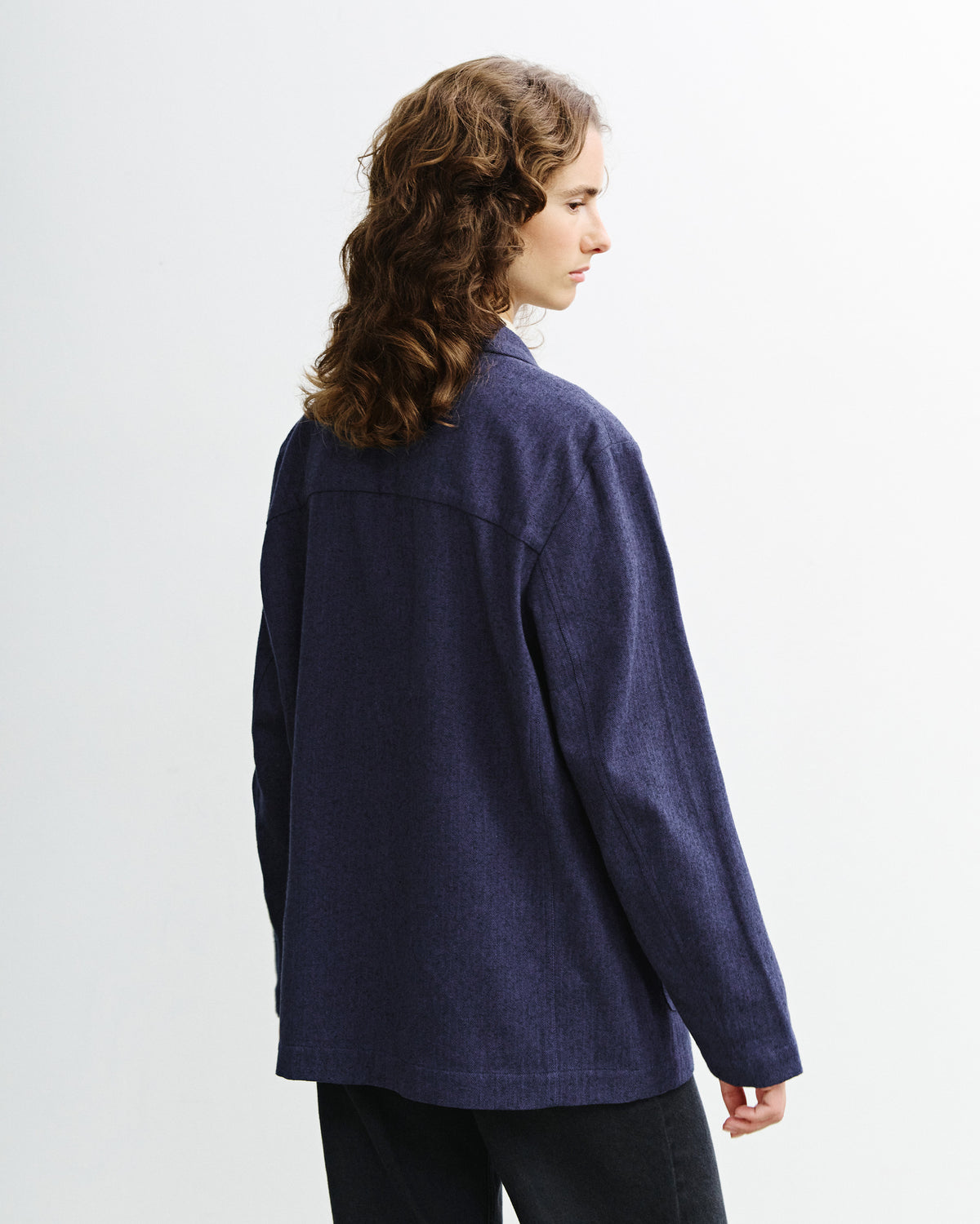 Kimono Blazer Unisex Herringbone Blue
