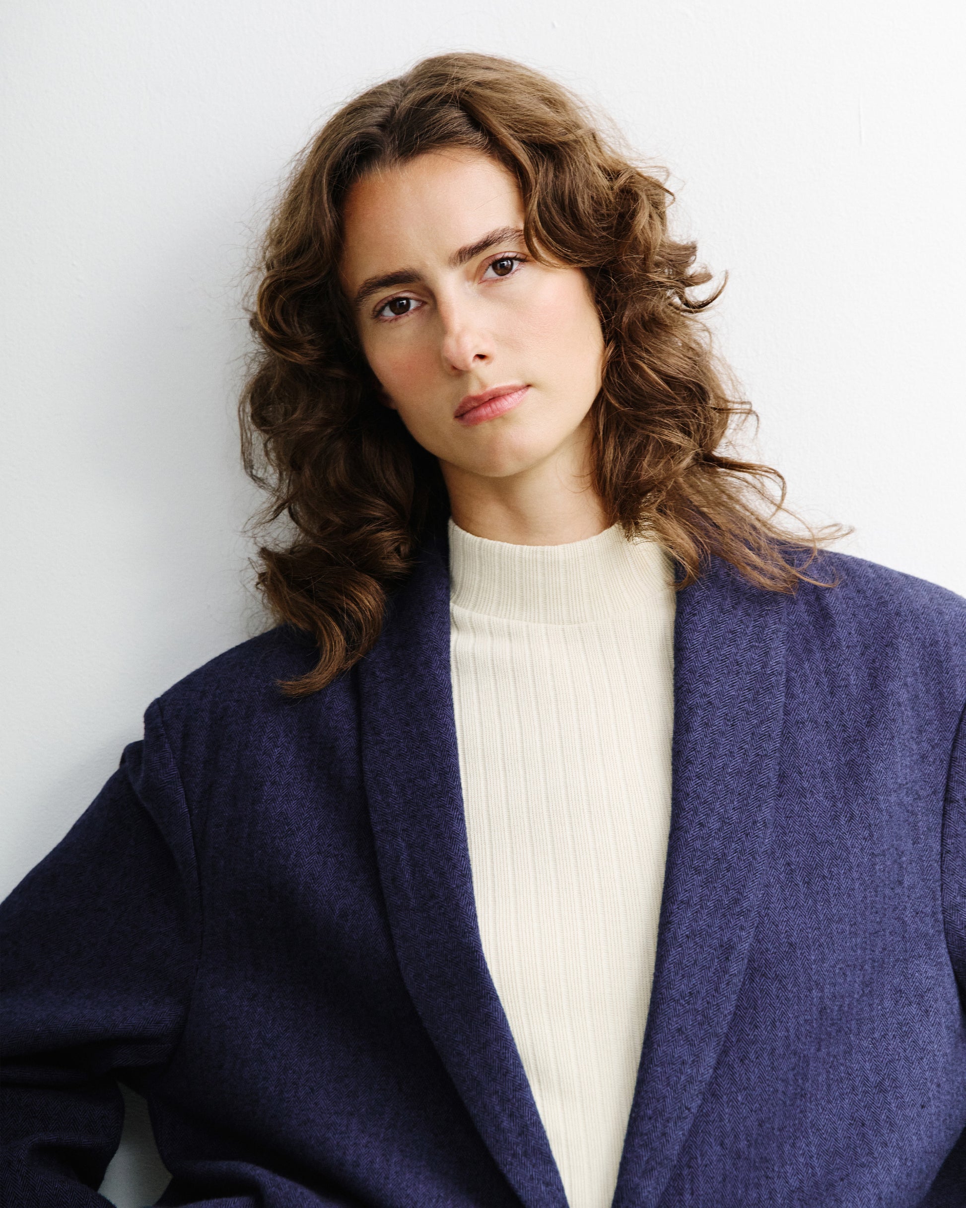Kimono Blazer Unisex Herringbone Blue