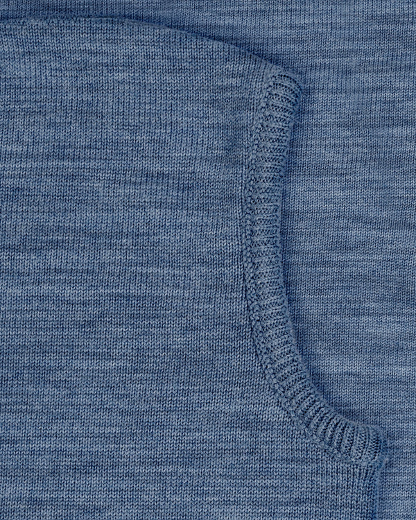 Balaclava Merino Wool Knit Hood Washed Blue