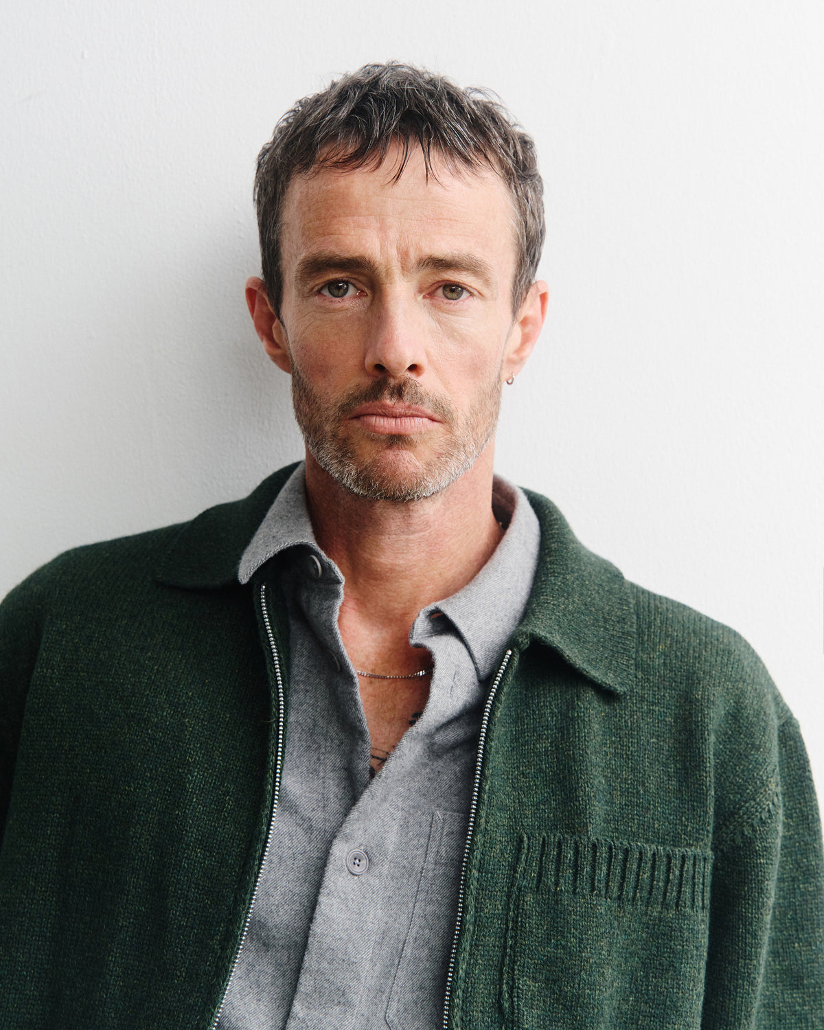 Knit Polo Jip Jacket Green Melange