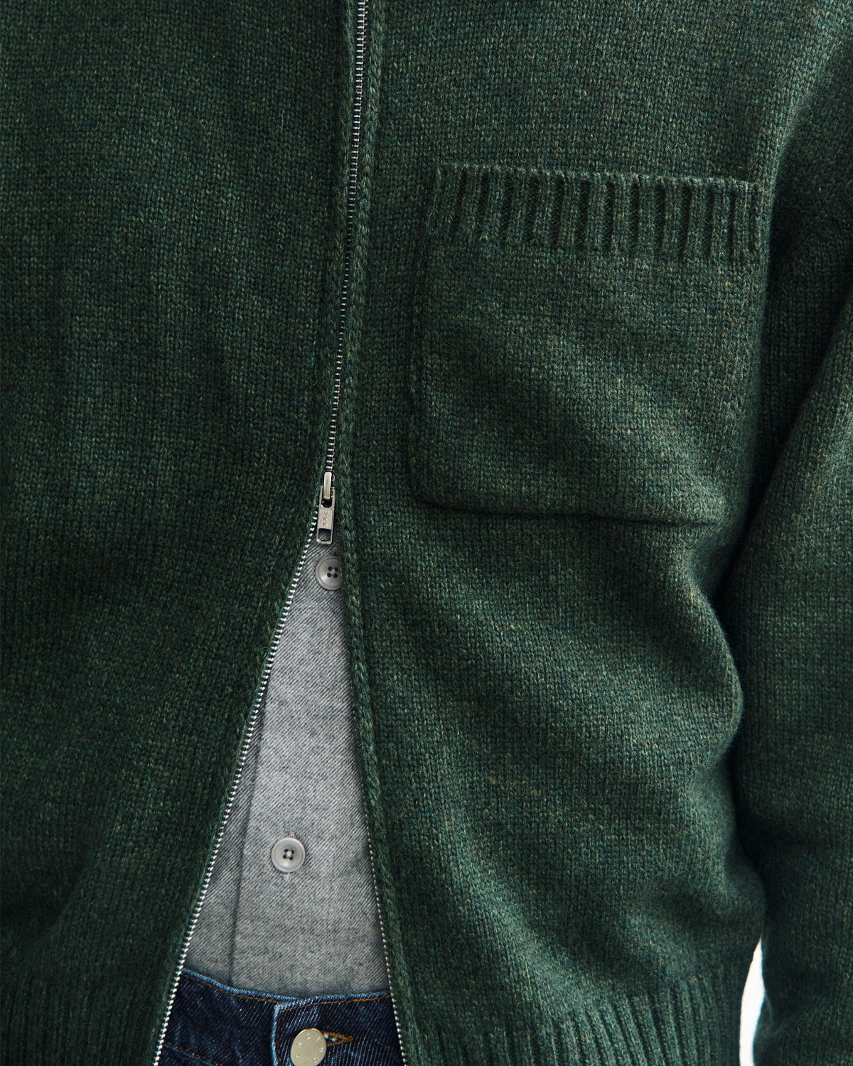 Knit Polo Jip Jacket Green Melange
