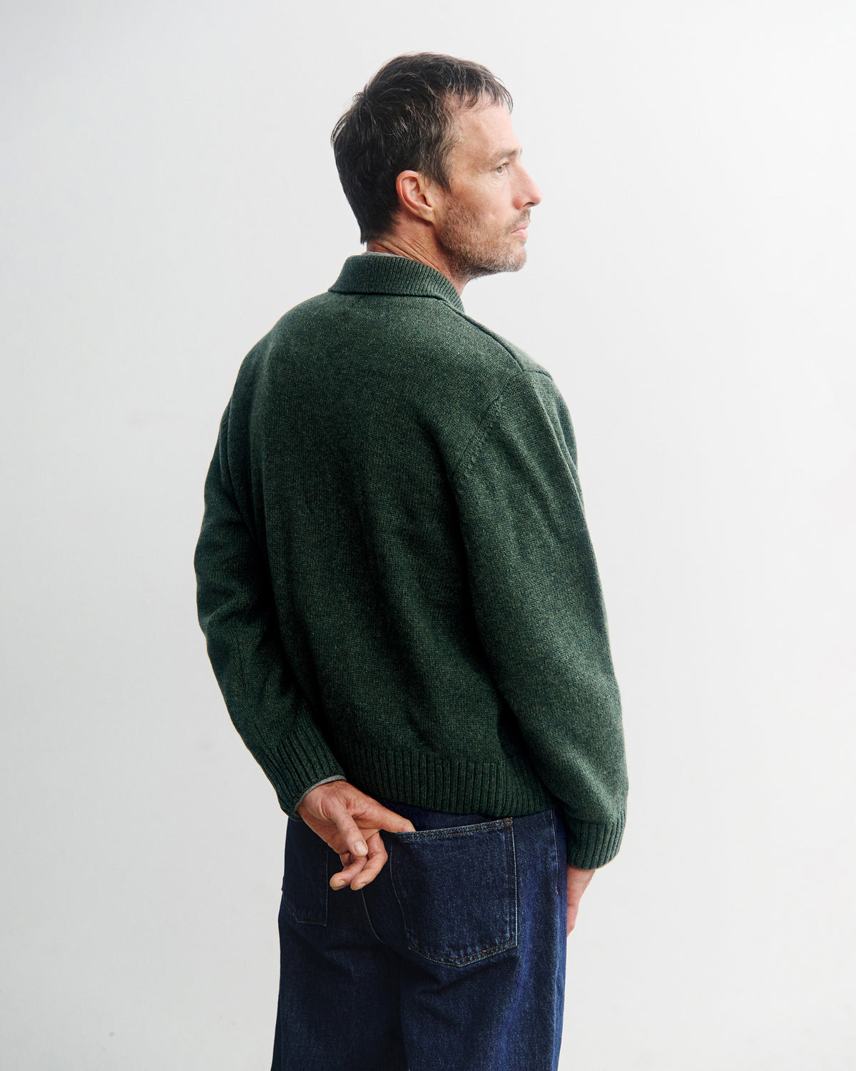 Knit Polo Jip Jacket Green Melange