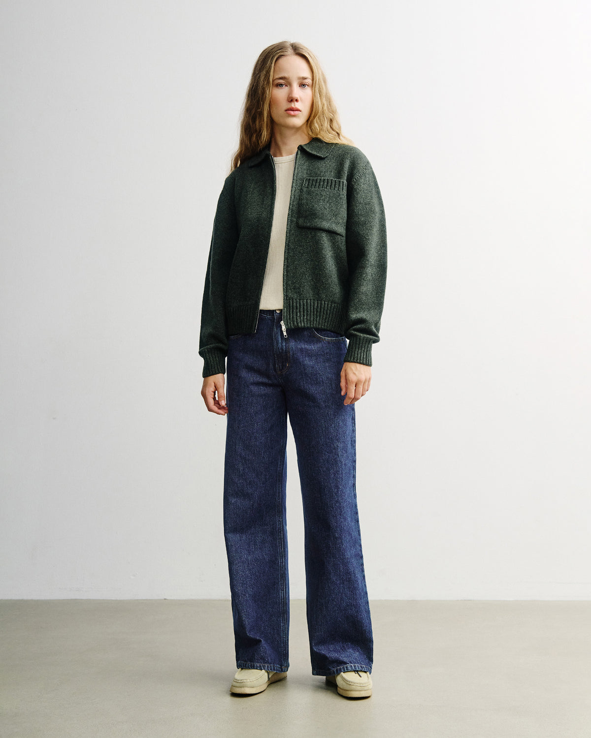 Knit Polo Jip Jacket Green Melange