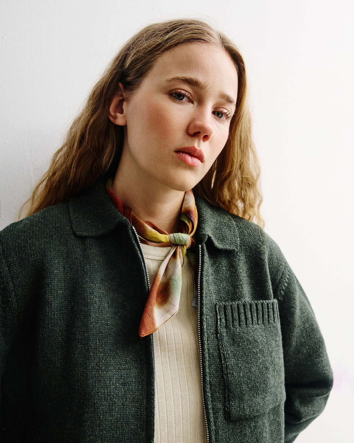 Knit Polo Jip Jacket Green Melange