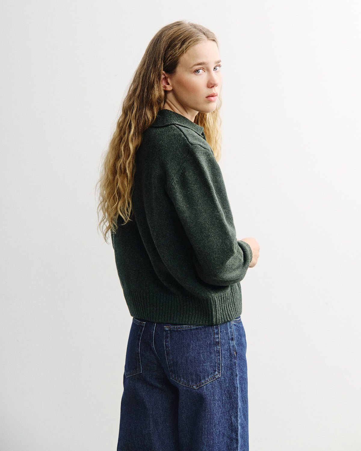 Knit Polo Jip Jacket Green Melange