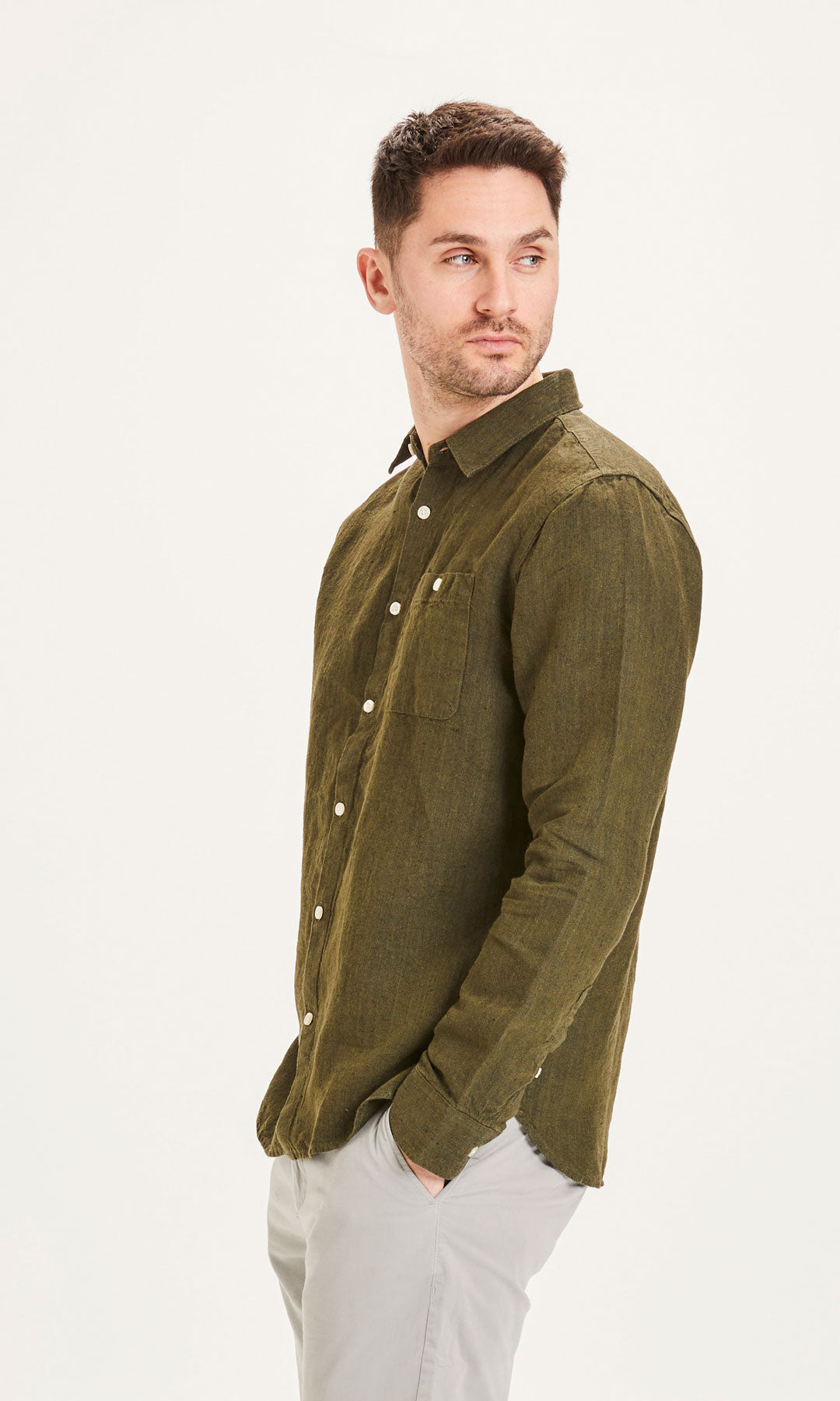 Larch Heavy Linen Forrest Night - KNOWLEDGE COTTON APPAREL
