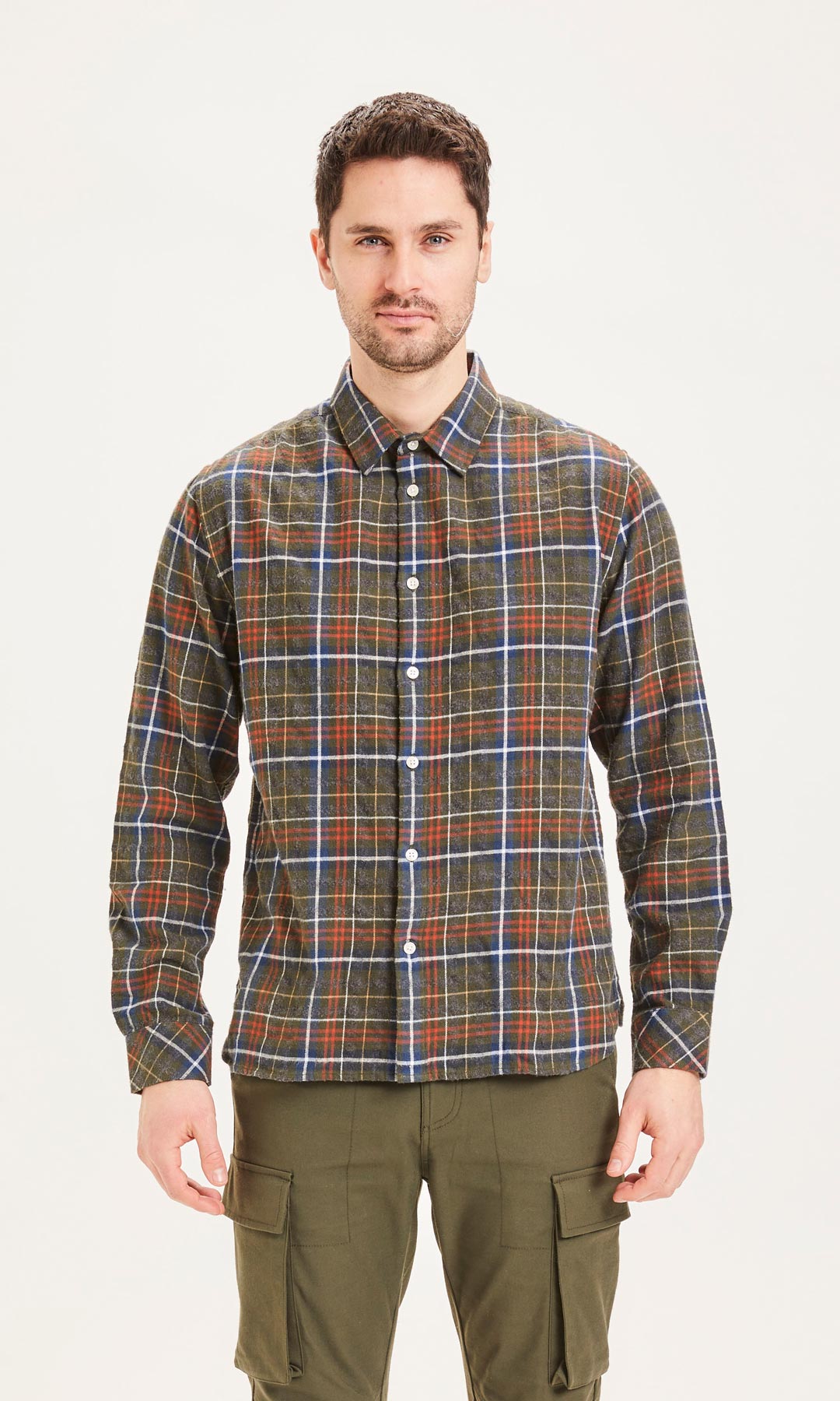 Larch Checked Flanell Shirt Forrest - KNOWLEDGE COTTON APPAREL