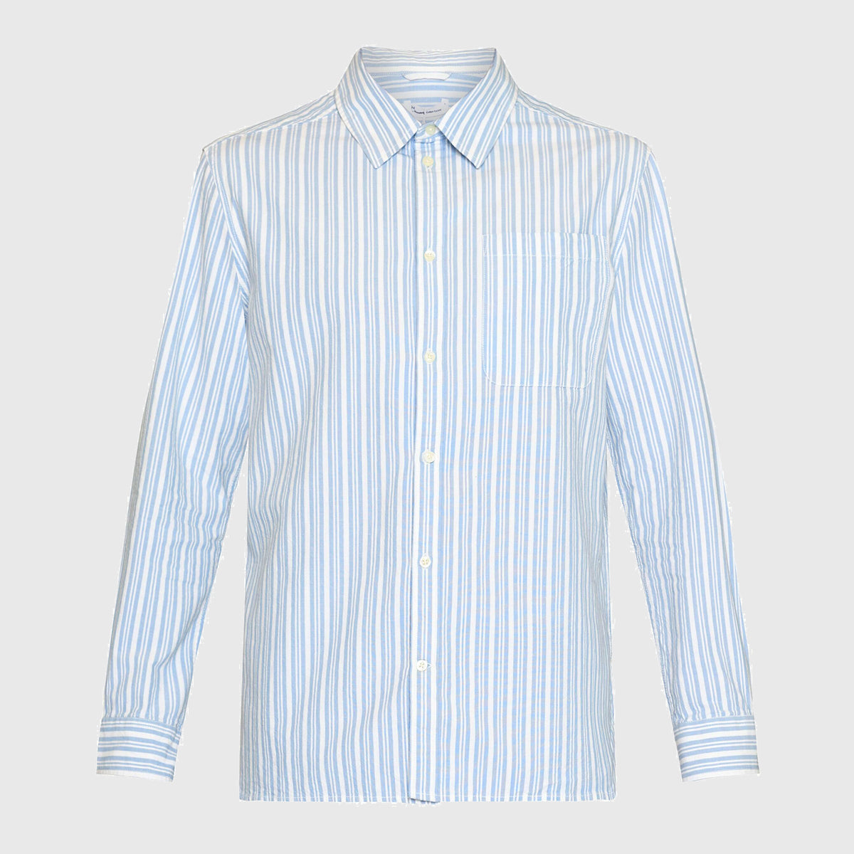 Loose Slub Canvas Shirt Blue Stripe - KNOWLEDGE COTTON APPAREL