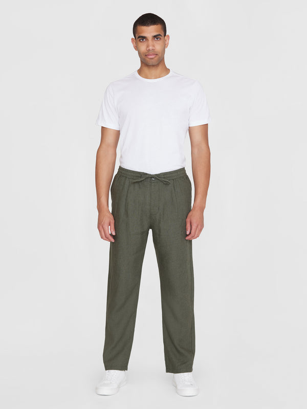 Fig Loose Ekologiska Linnebyxor Herr Olivgröna -  KNOWLEDGE COTTON APPAREL